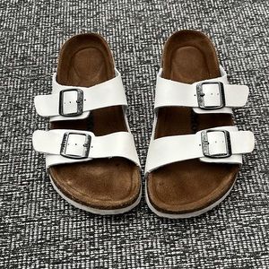 White Leather Soft Moc Sandals